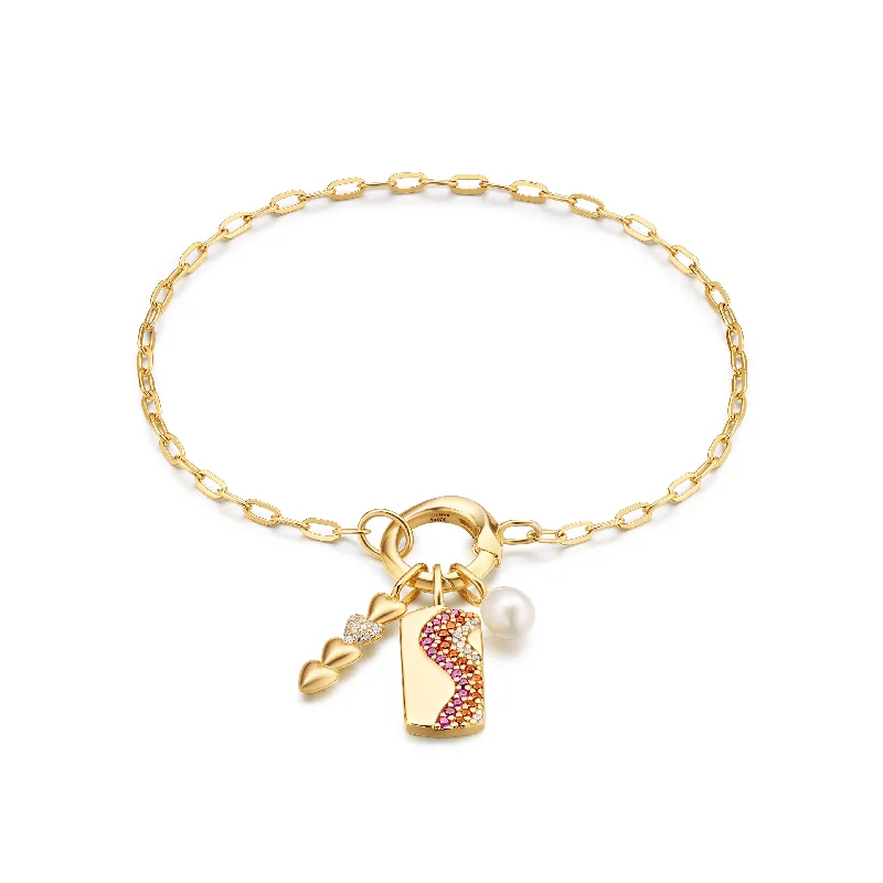 women's gold bangle -Gold Horizon Charm Bracelet