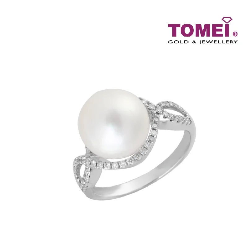 engagement rings with a vintage feel for women -TOMEI Ring, Diamond Pearl White Gold 750 (R1202-16)