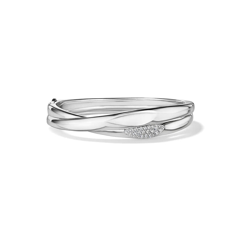 women's chunky bracelet -Judith Ripka Sterling Silver Gaia Bangle Bracelet with Diamonds