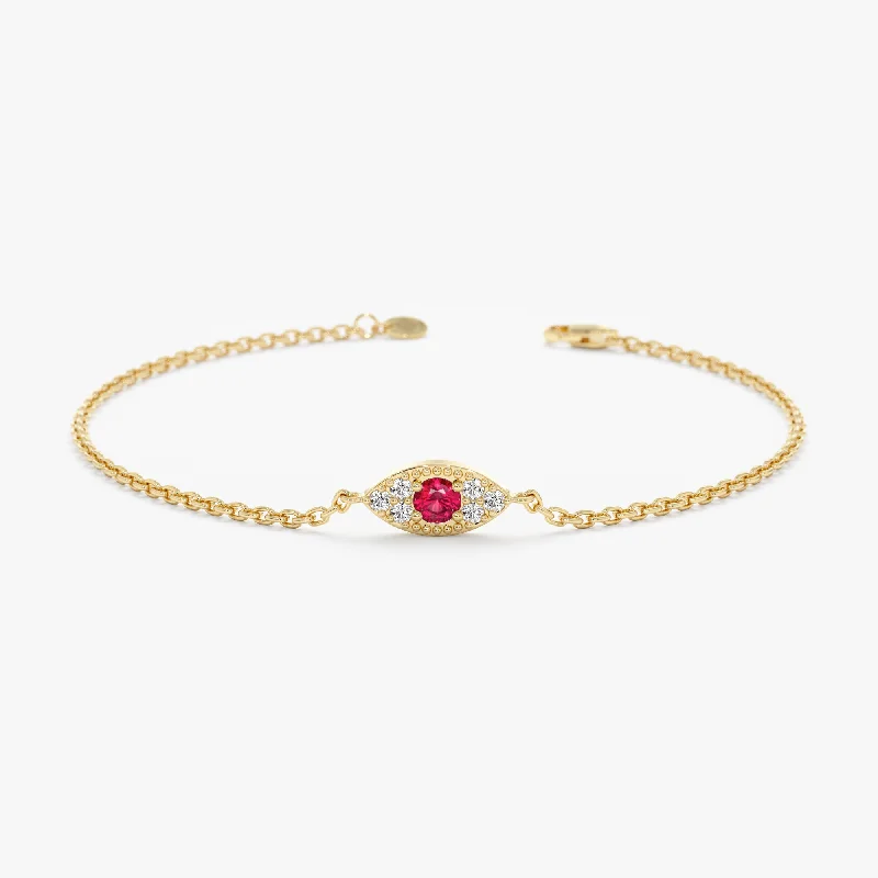 women's geometric bracelet -Ruby Eye Diamond Bracelet, Margaret