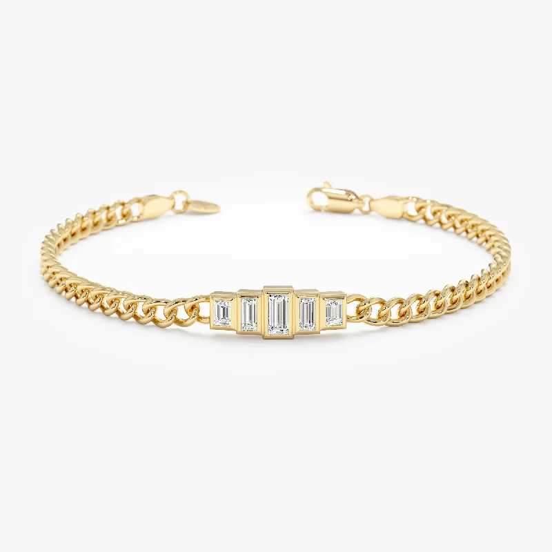 women's luxury gemstone bracelet -Graduated Diamond Bar Bracelet, Ahava