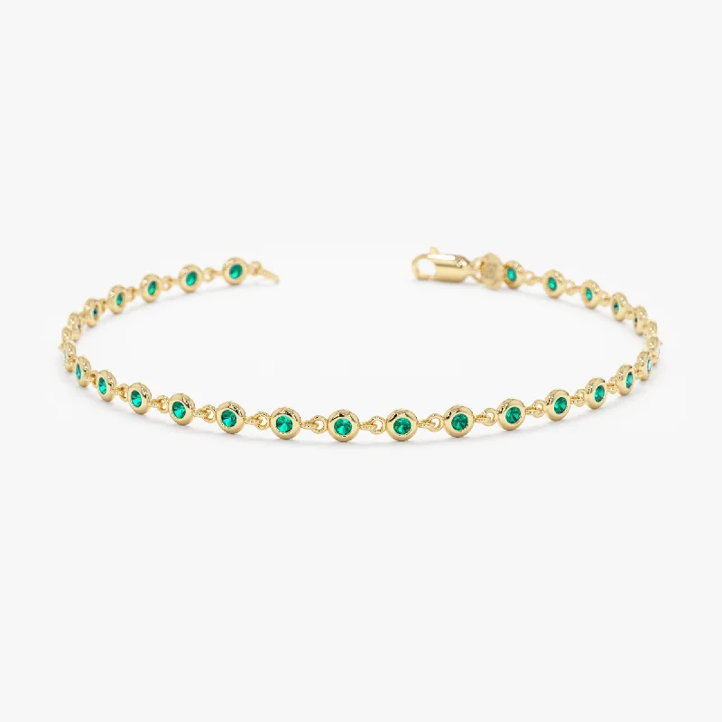 women's gemstone bangle -Emerald Tennis Bracelet, Petra