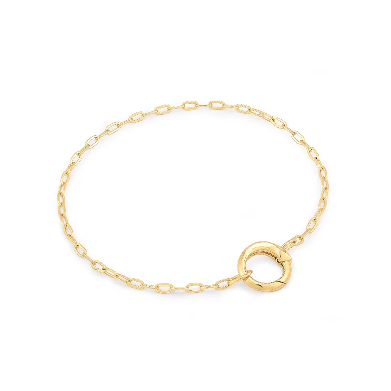 women's large bangle -Gold Mini Link Charm Chain Connector Bracelet