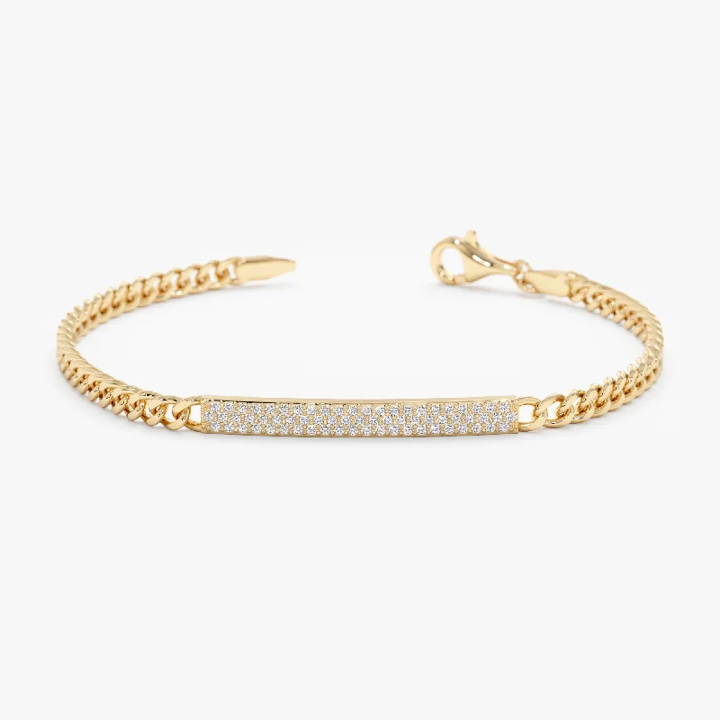 women's stretch bracelet -Diamond ID Cuban Chain Bracelet, Samantha