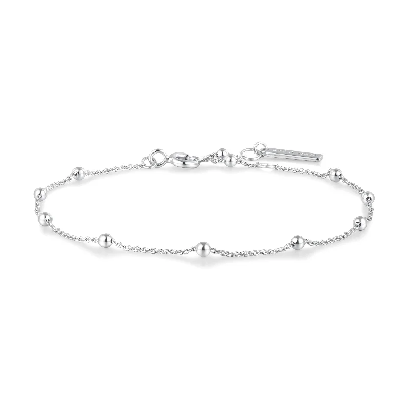 women's twisted bracelet -Silver Beaded Chain Bracelet