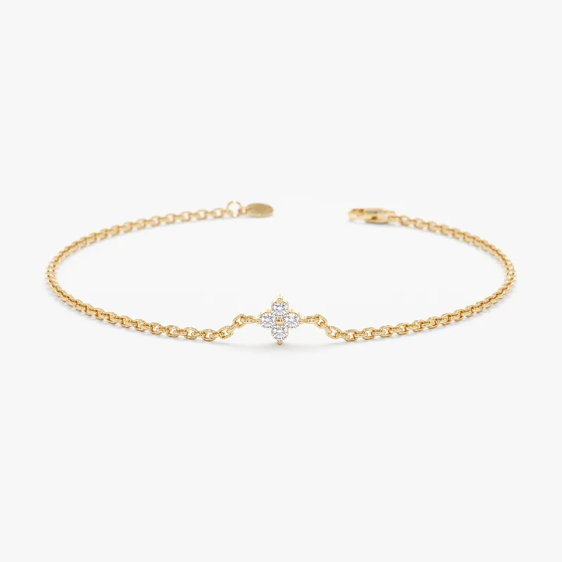 women's diamond bangle -Dainty Diamond Clover Bracelet, Amy