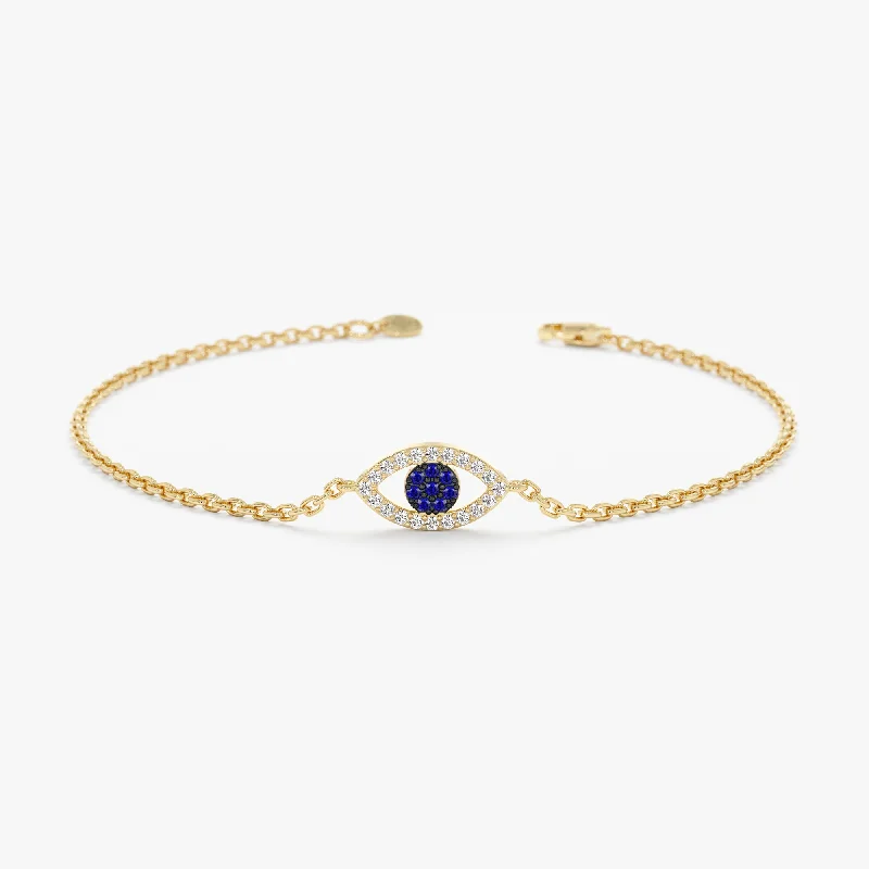 women's vintage bracelet -Sapphire Diamond Evil Eye Cutout Bracelet, Stevie