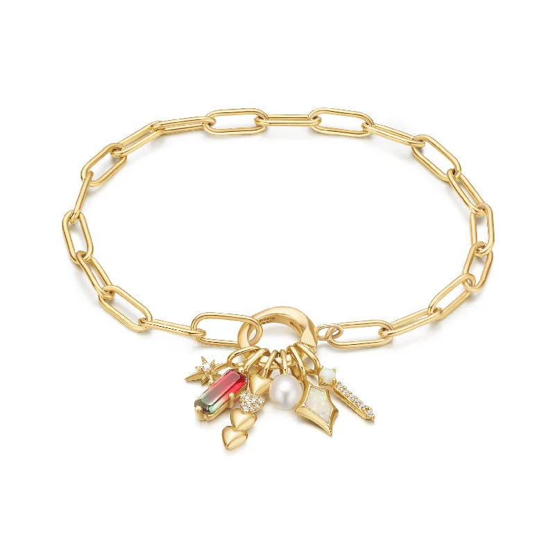 women's fashion bracelet -Gold Good Fortune Charm Bracelet