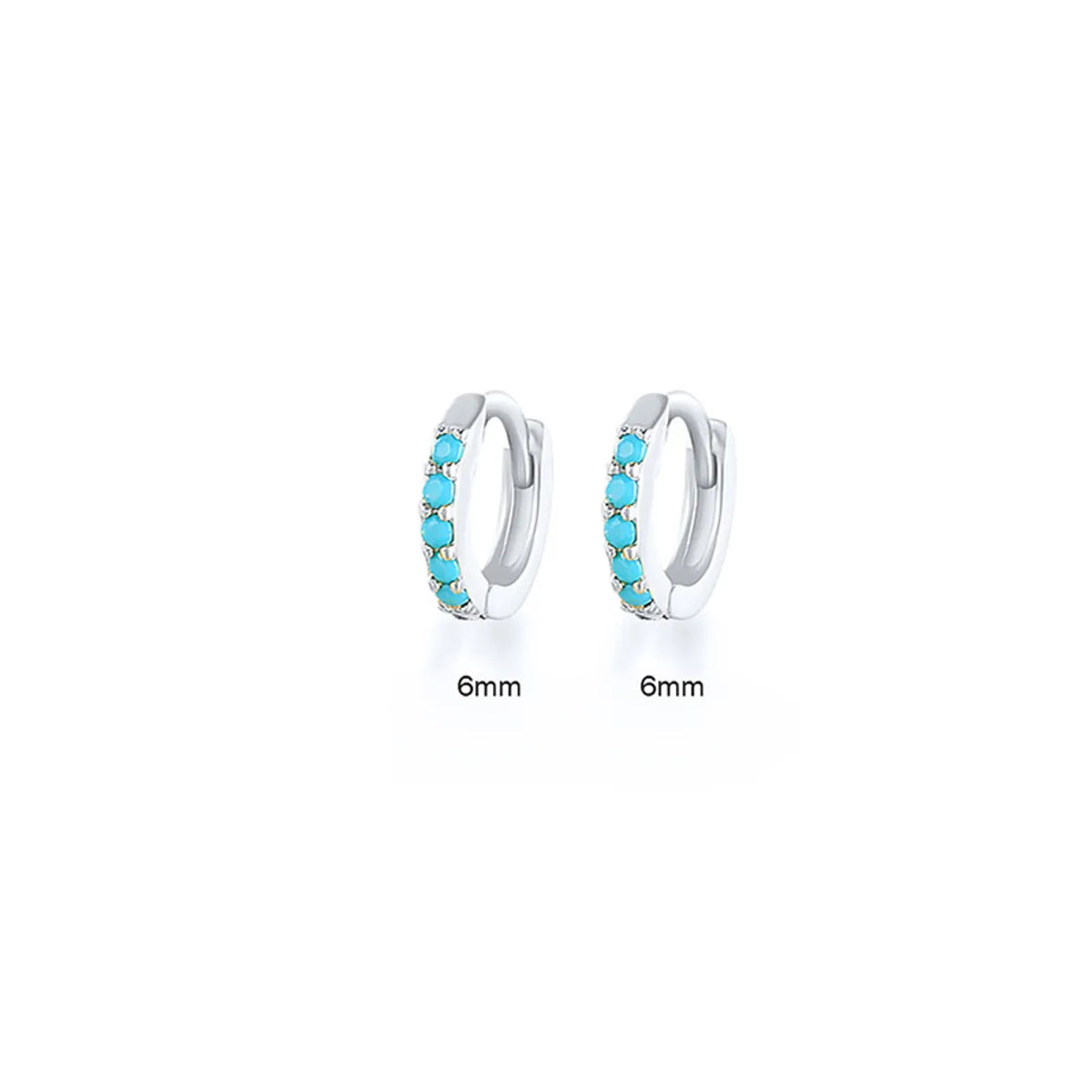 White Gold Color-Turquoise 6mm