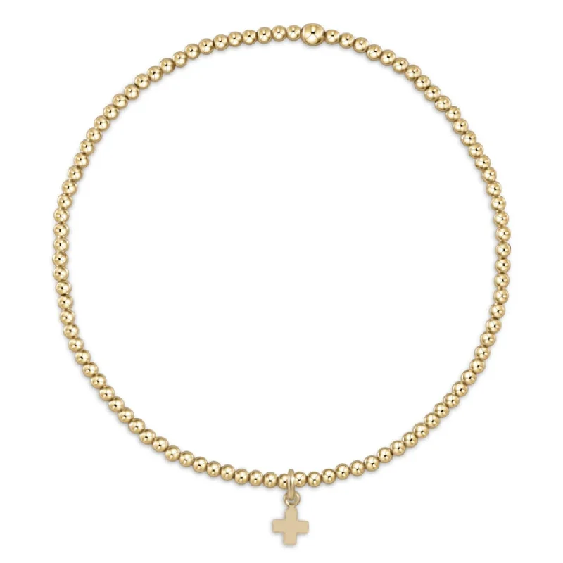 women's simple bracelet -enewton 6.25" Classic Gold 2mm Bead Bracelet - Signature Cross Small Gold Charm