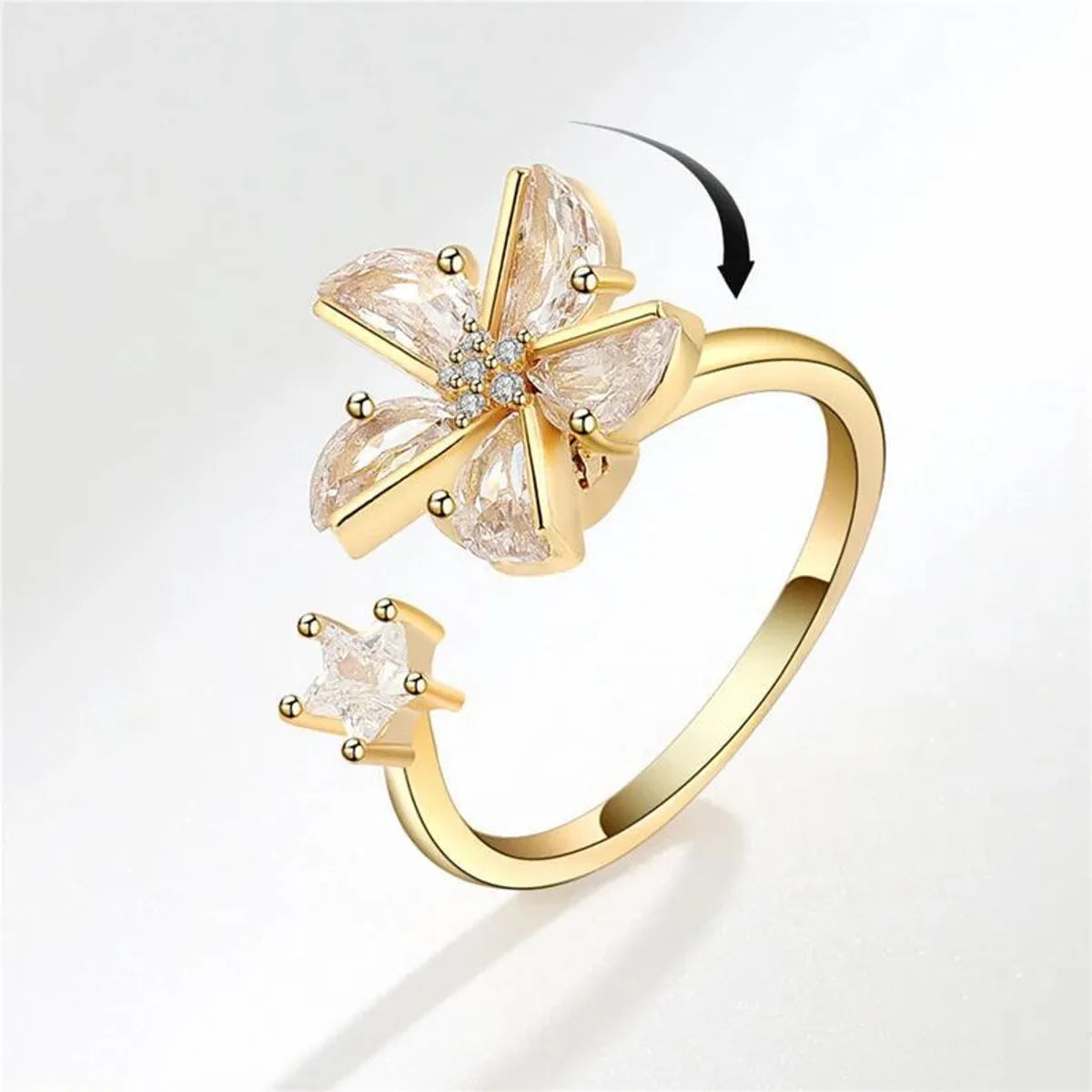 classic three-stone engagement rings for women -Fashion Geometric Copper Diamond Zircon Rings