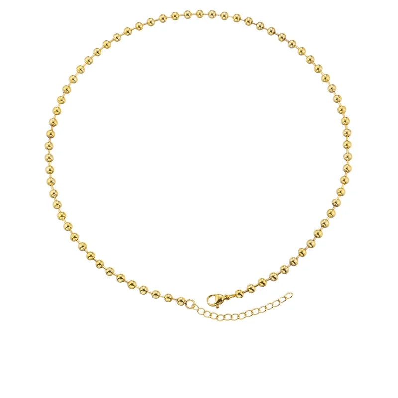 Vl373 Gold 4mm round Beads Necklace