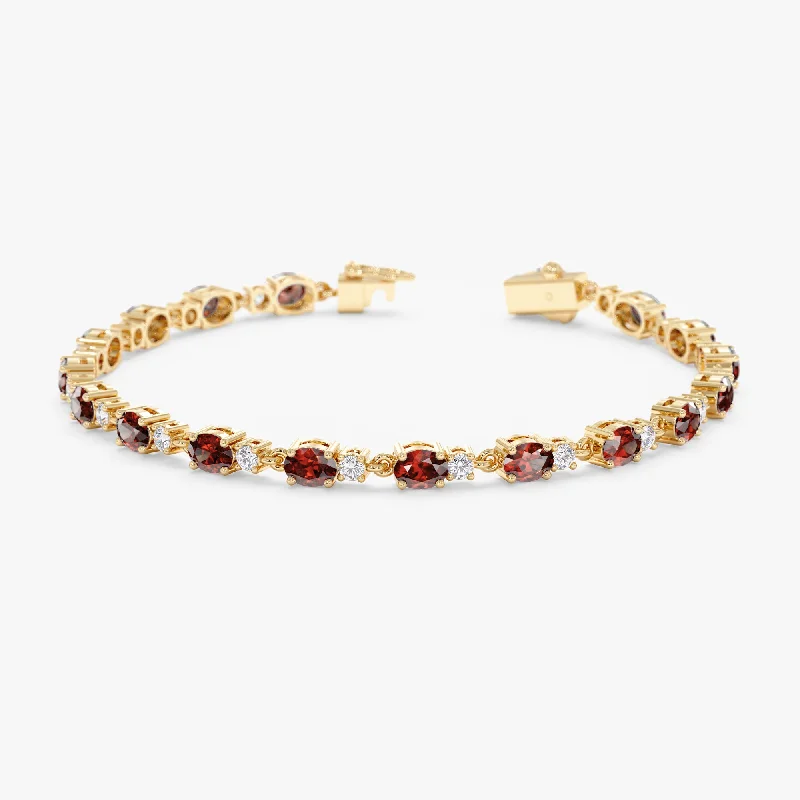 women's cuff bracelet -Garnet & Diamond Eternity Bracelet, Ivy