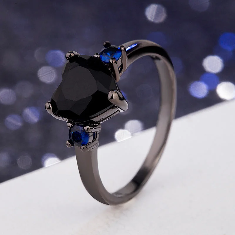 Black Love Heart-Shaped Ring [Electroplating Gun Black]]