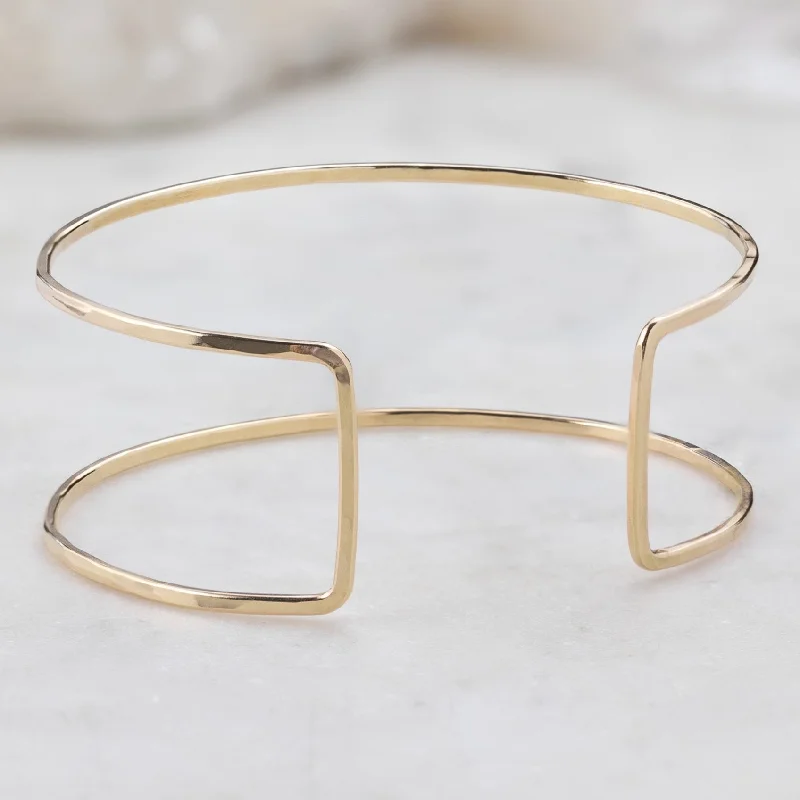 women's trendy bangles -The Column Cuff Bracelet | Yellow Gold Filled