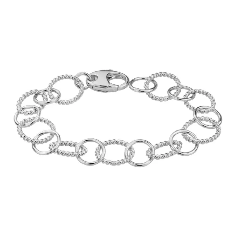 women's luxury gemstone bracelet -Sterling Silver Circle Links Bracelet