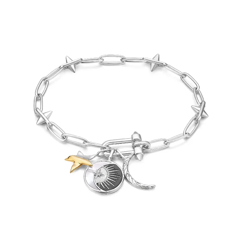 women's stretch bracelet -Silver Celestial Charm Bracelet