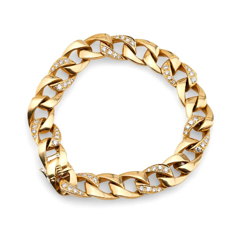 women's romantic bracelet -Cartier Paris diamond 18k yellow gold link chain bracelet