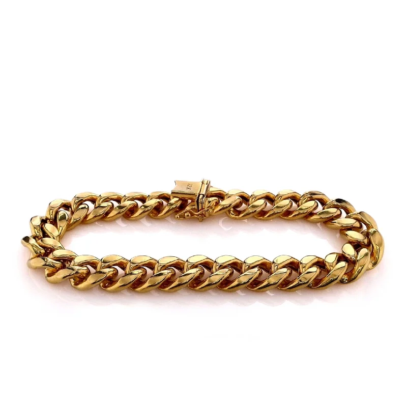 women's zodiac bracelet -Estate 22k Yellow Gold 8.5" Polished 11mm Curb Link Chain Bracelet