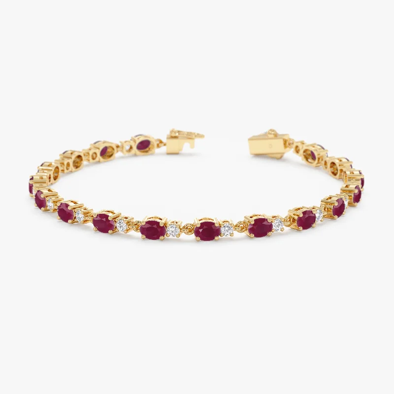 women's celestial gold bracelet -Ruby Diamond Garland Eternity Bracelet, Ivy