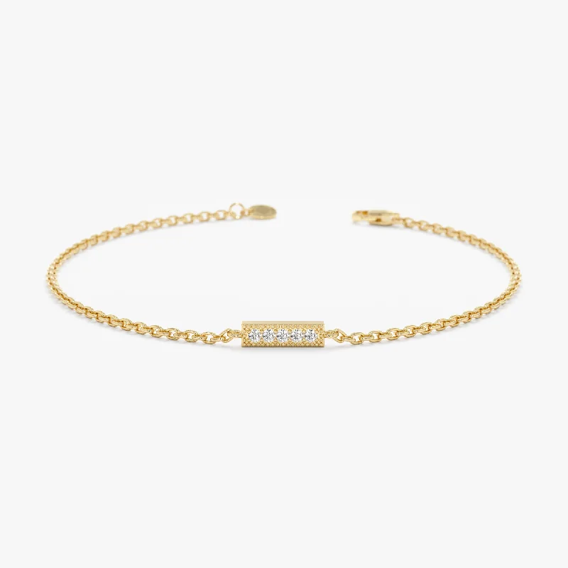 women's fashion bracelet -Dainty Diamond Bar Bracelet, Paula