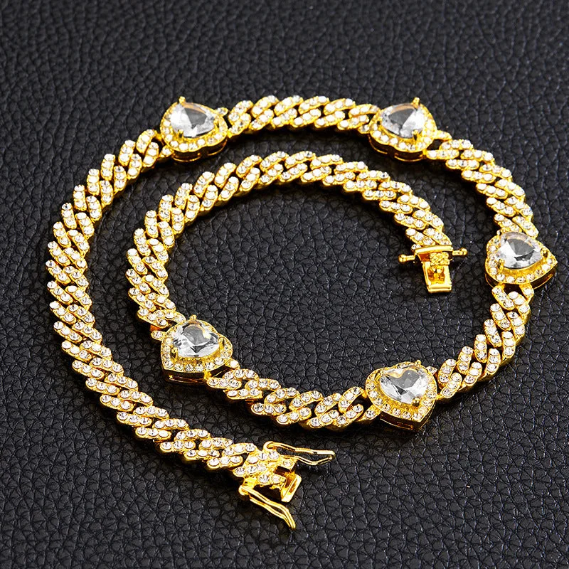 Gold White Zirconium Necklace