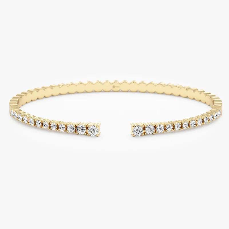 women's statement gold bracelet -Diamond Open Cuff Bracelet, Alina