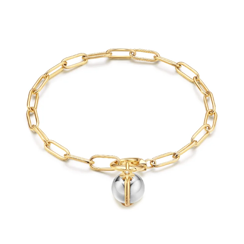 women's friendship bangle -Gold Celestial Sphere Charm Bracelet