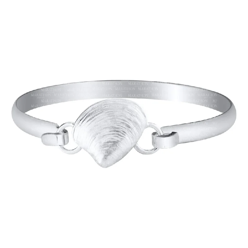 women's wedding bracelet -Sterling Silver Clam Shell Bangle Bracelet