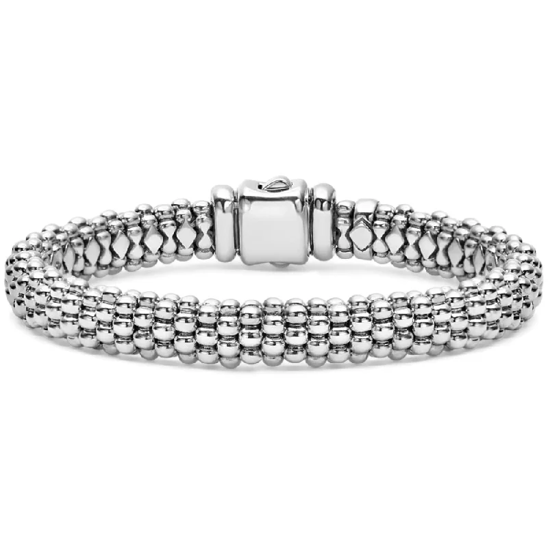 women's custom bangle -Lagos Signature Caviar 9mm Silver Caviar Bracelet