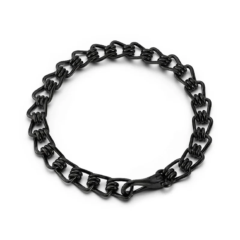 women's stackable diamond bracelet -HUXLEY BLACK STERLING SILVER COIL LINK BRACELET