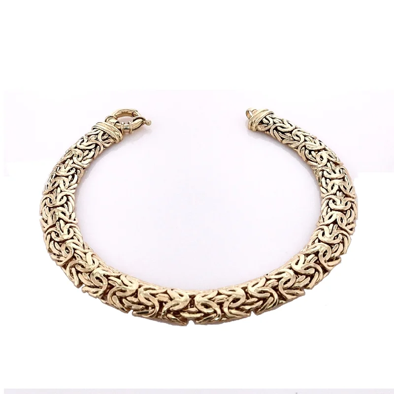 women's stackable bangle -Estate 14k Yellow Gold Byzantine Link with Spring Ring Clasp Bracelet