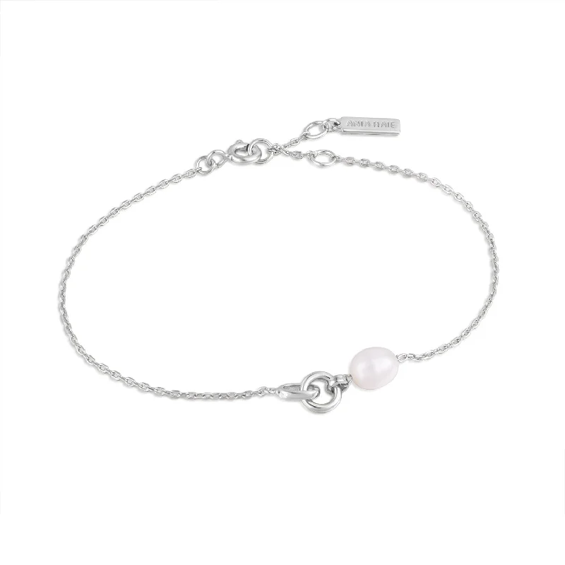 women's celestial gold bracelet -Pearl Link Chain Bracelet