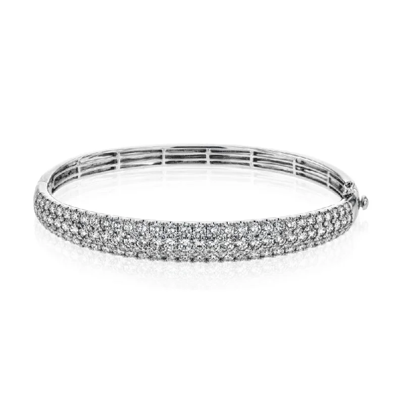 women's silver bangle -Simon G. 18k Three Row Diamond Bangle Bracelet