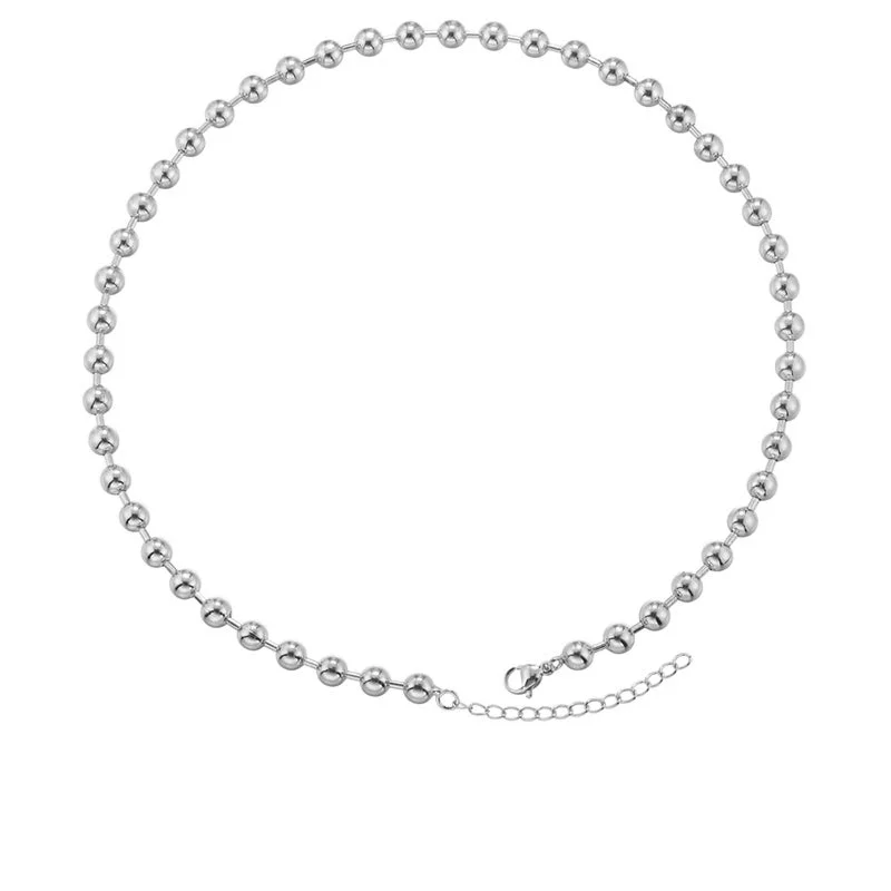 Vl374 White Gold Color 6mm round Beads Necklace