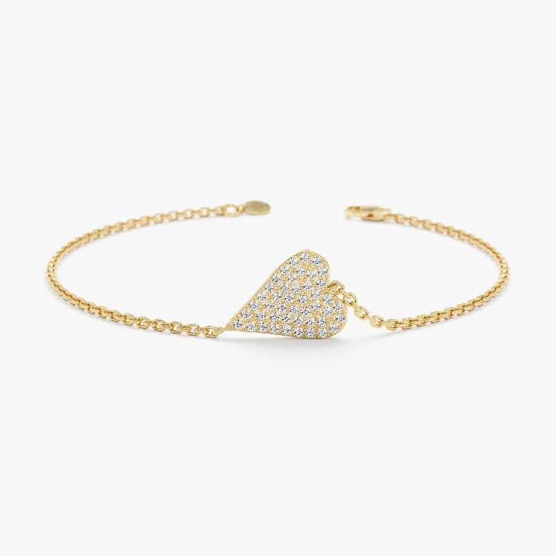 women's custom bangle -Elongated Diamond Heart Bracelet, Natalie