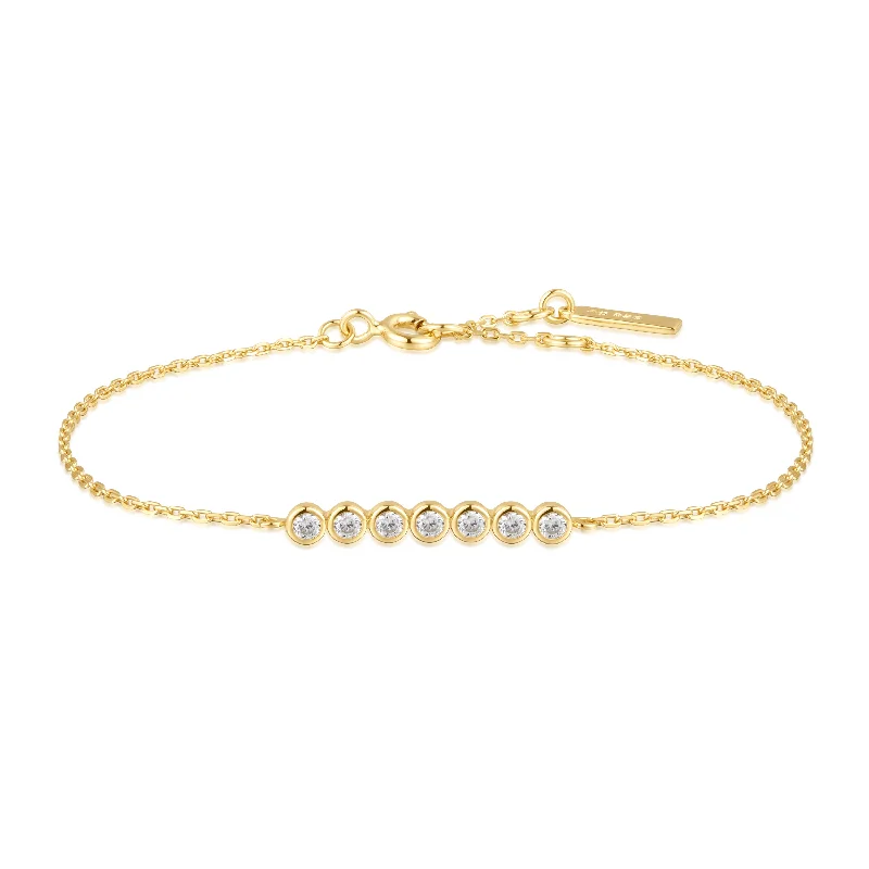 women's trendy bracelet -Gold Bezel Set Bracelet