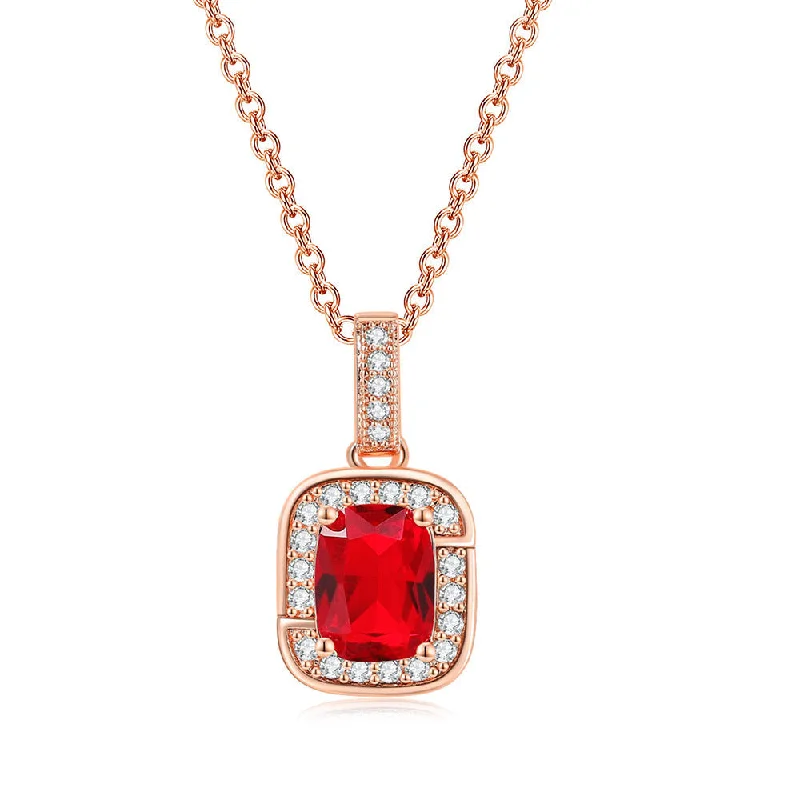 Rose Gold + Redstone Necklace