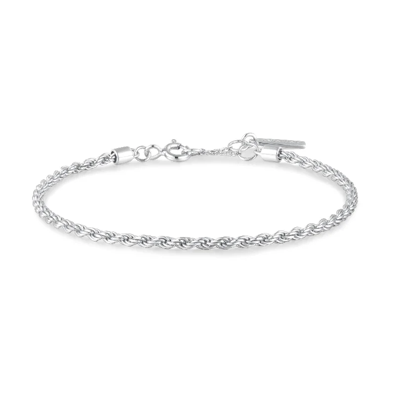 women's birthstone bangle -Silver Rope Twist Bracelet