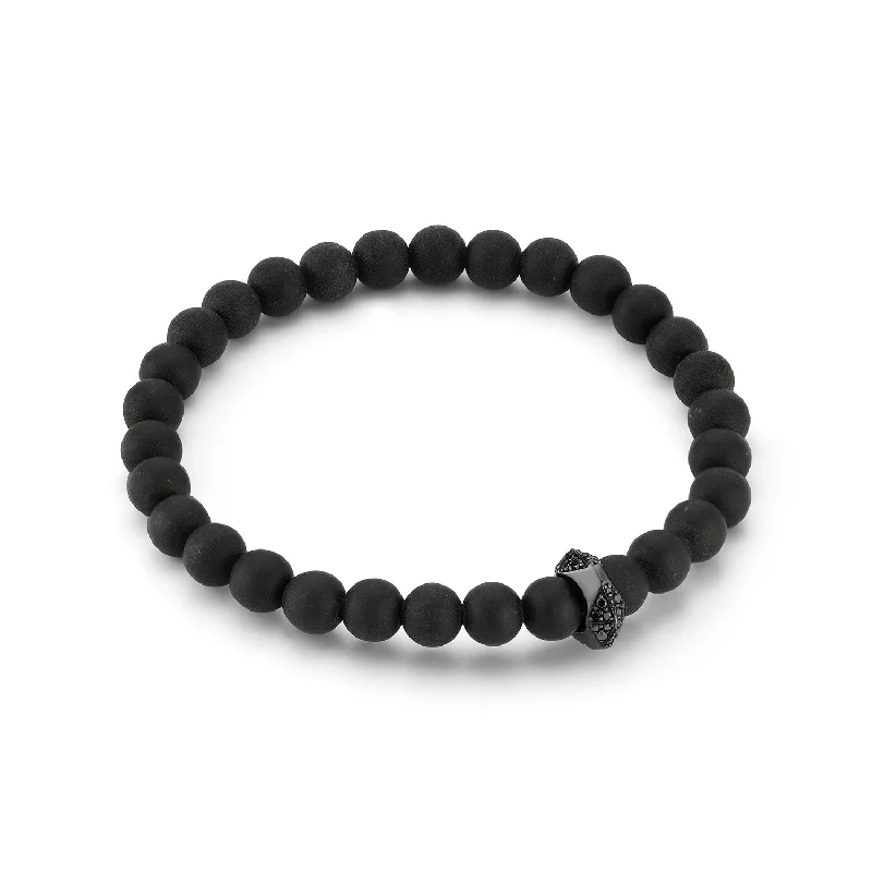 women's trendy bangles -SYDNEY 18K BLACK GOLD, BLACK DIAMOND AND ONYX ORIGAMI BEADED BRACELET