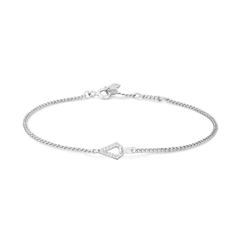 women's pearl bangle -Silver Geometric Cubic Zirconia Bracelet