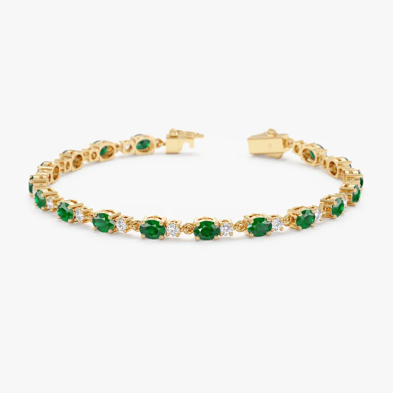 women's matching bangles -Diamond Emerald Garland Eternity Bracelet, Ivy