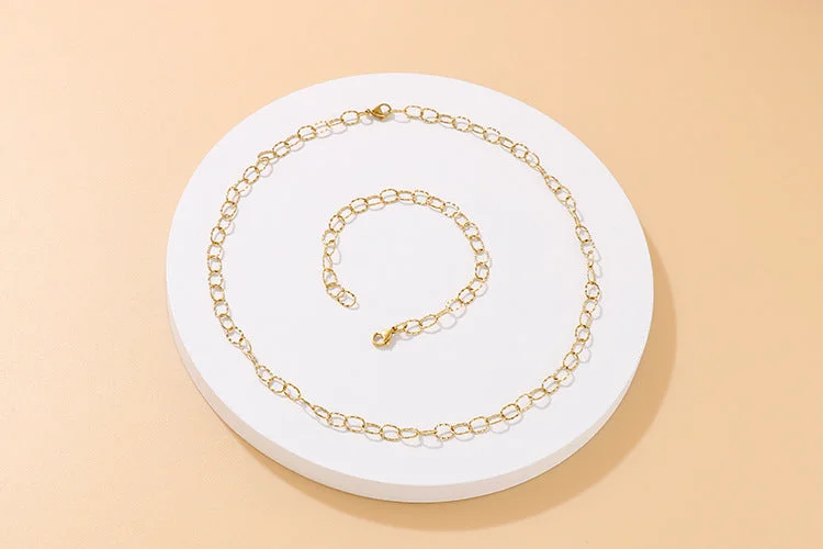 women's delicate gold bracelet -Fashion Simple Hollow O-chain Bracelet Necklace Set Wholesale Gooddiy