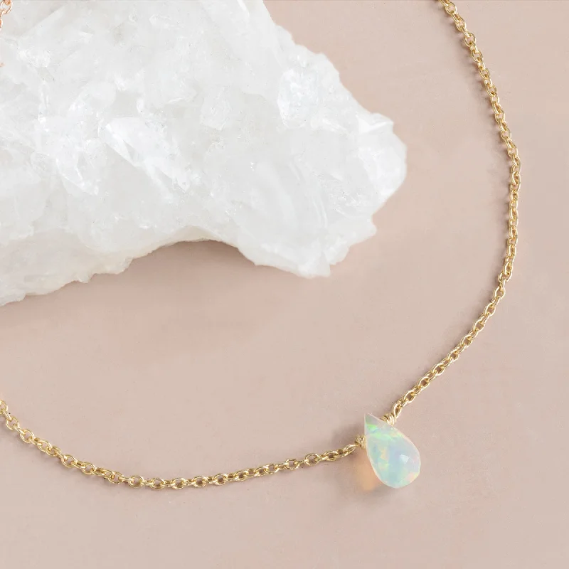 women's floral bangle -The Opal Teardrop Bracelet | Gold Filled