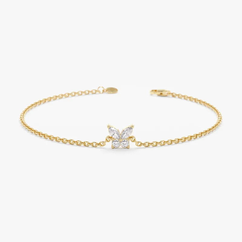 women's luxury bracelet -Marquise Diamonds Butterfly Bracelet, Mariposa