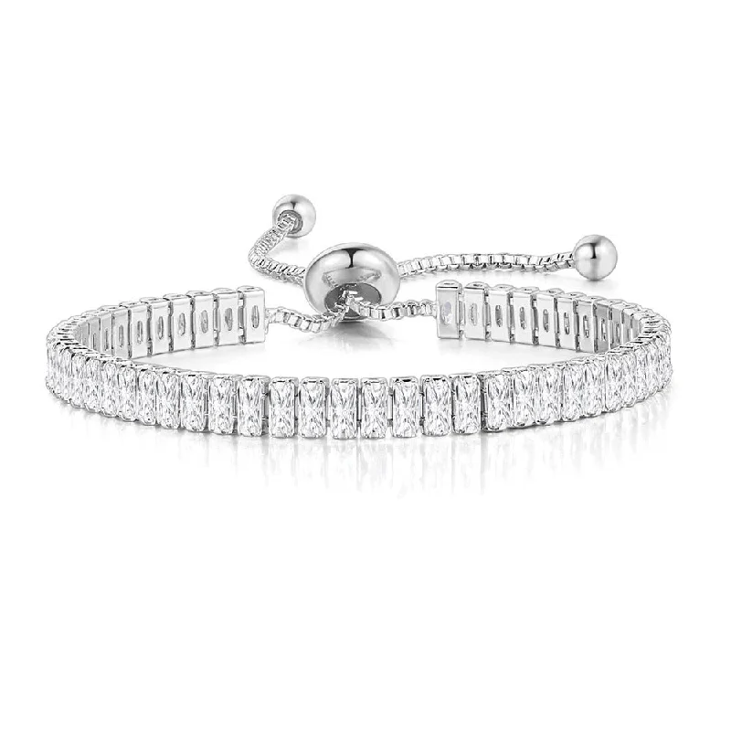 Platinum + White Stone 2.5 * 5mm Bracelet