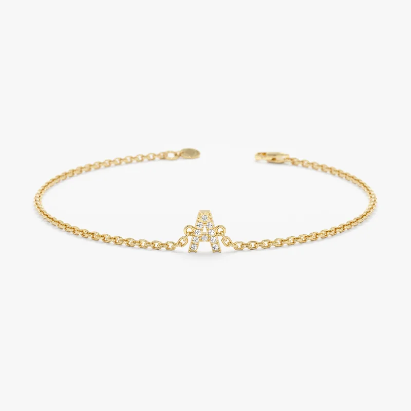 women's chunky bracelet -Capital Initial Diamond Bracelet, Shonda