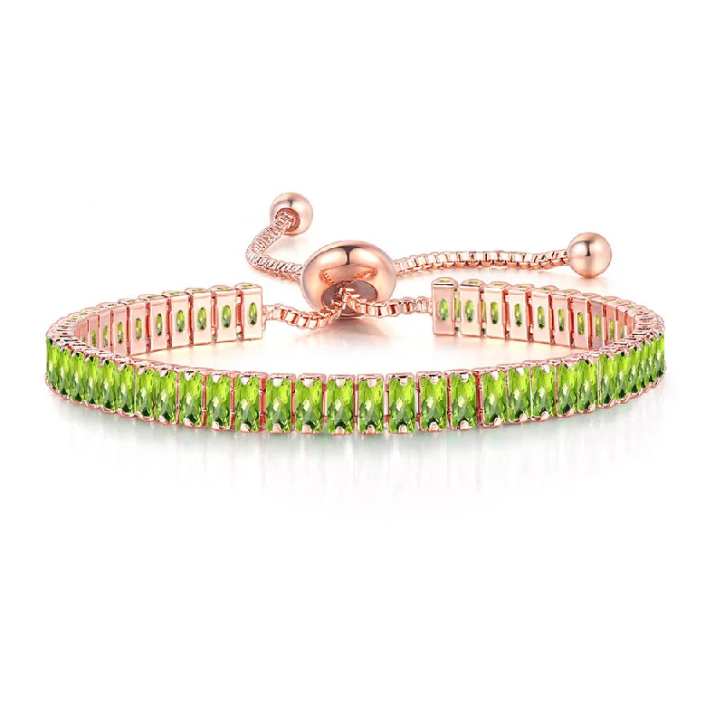 Rose Gold + Olive Green Stone 2.5 * 5mm Bracelet