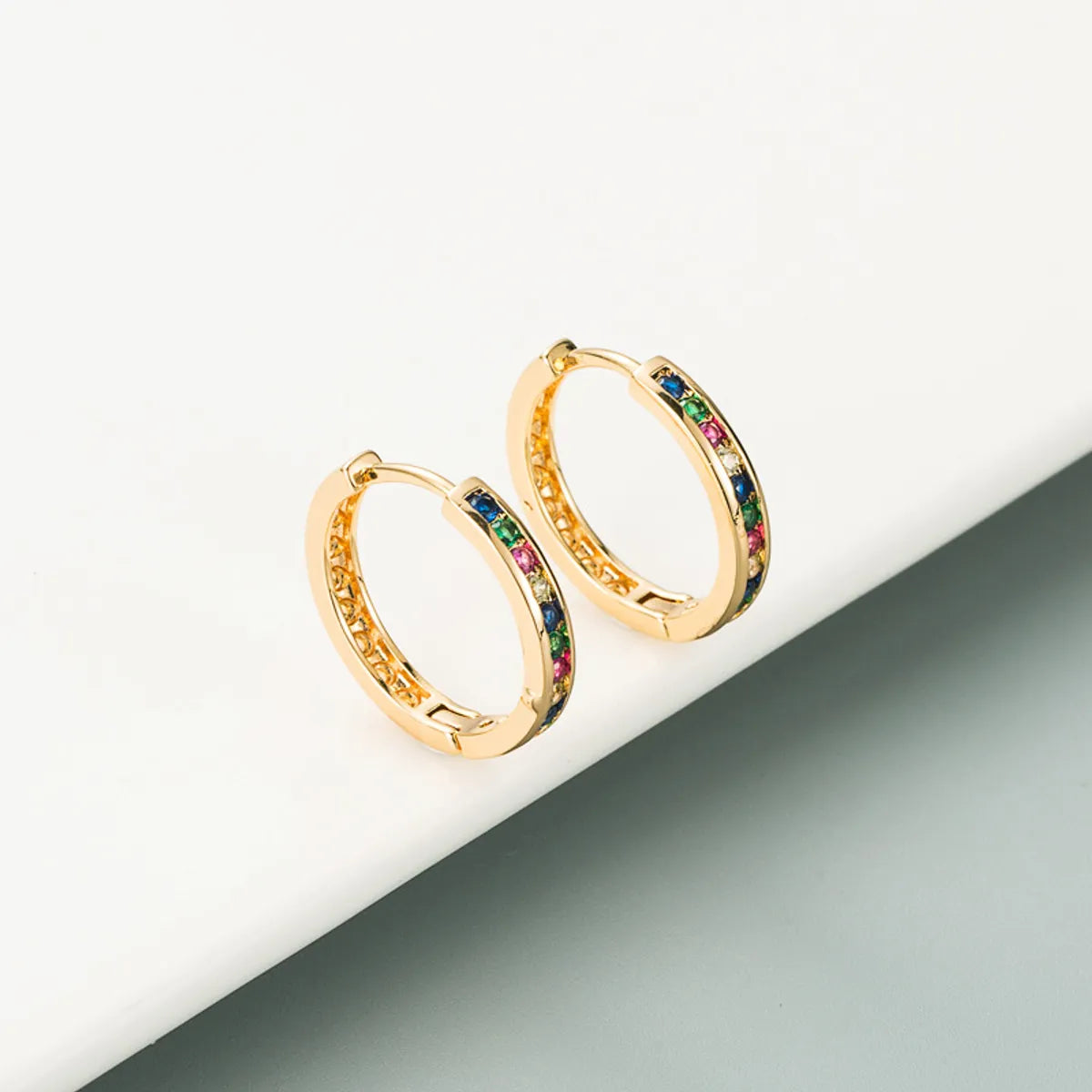 Diamond Colorful Small Circle Earrings