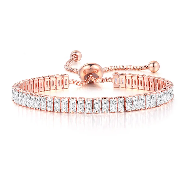 Rose Gold + White Stone 2.5 * 5mm Bracelet